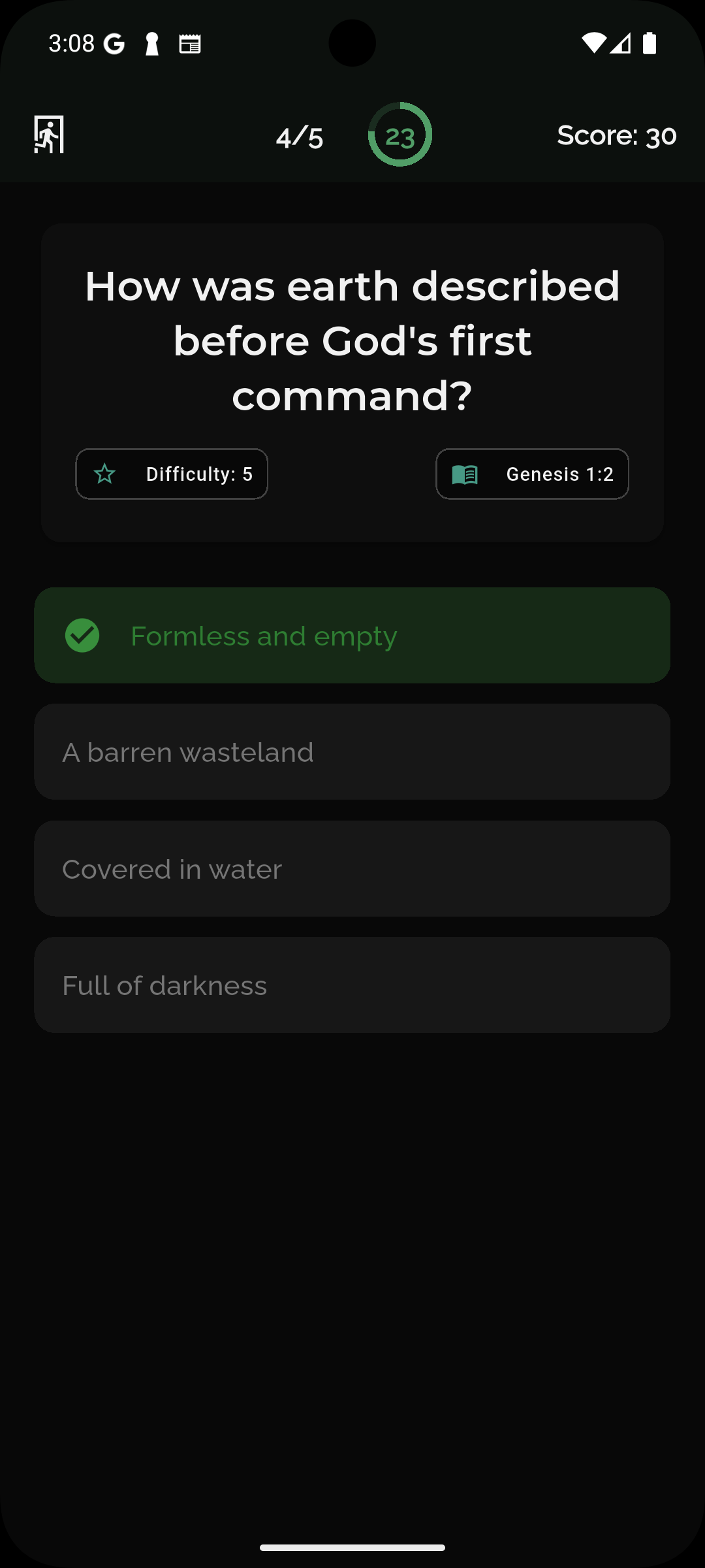 Game Question Interface